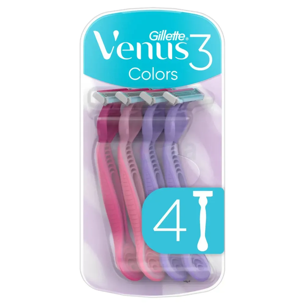 Gillette Venus 3 Colours Shaving Razor for Women 4 Pcs  