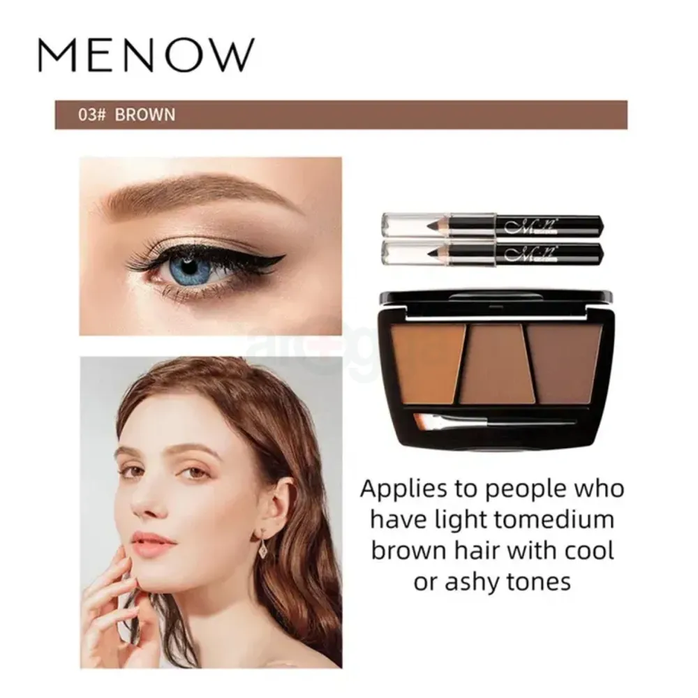 Menow 3 Color Eyebrow Kit with 2 Eyeliner Pencil Free - E432  