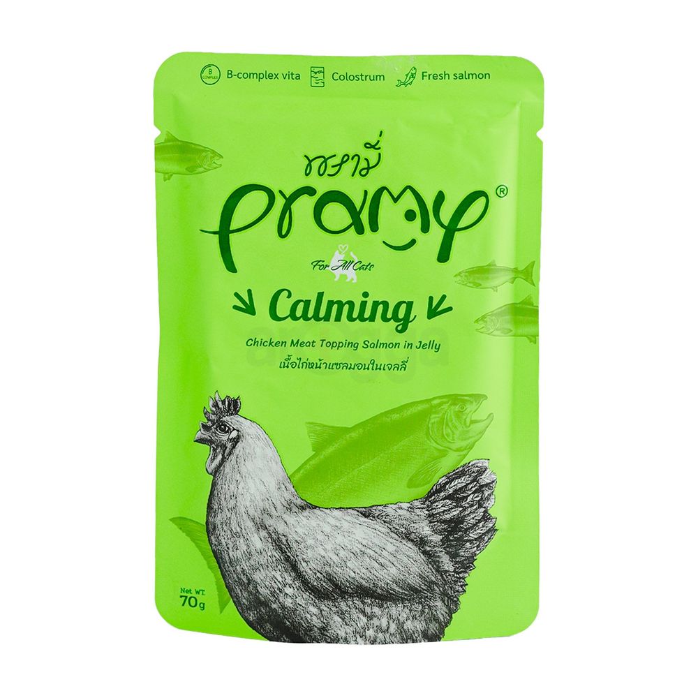 Pramy CALMIN ouch Chicken Meat Topping Salmon in Jelly for Adult 70gm ...
