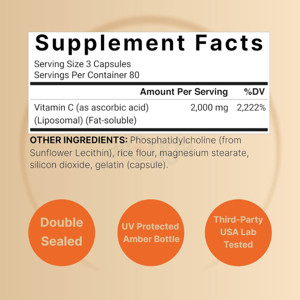 NatureBell Liposomal Vitamin C 2,000mg Per Serving, 240 Capsules  