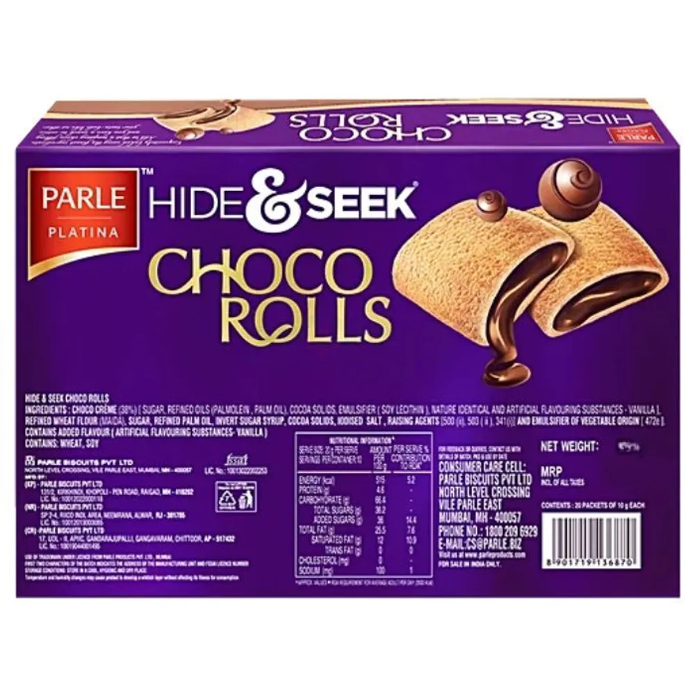 Parle Hide & Seek Choco Rolls 250g  