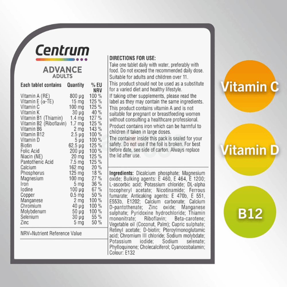 Centrum Advance For Adults 100 Tablets   