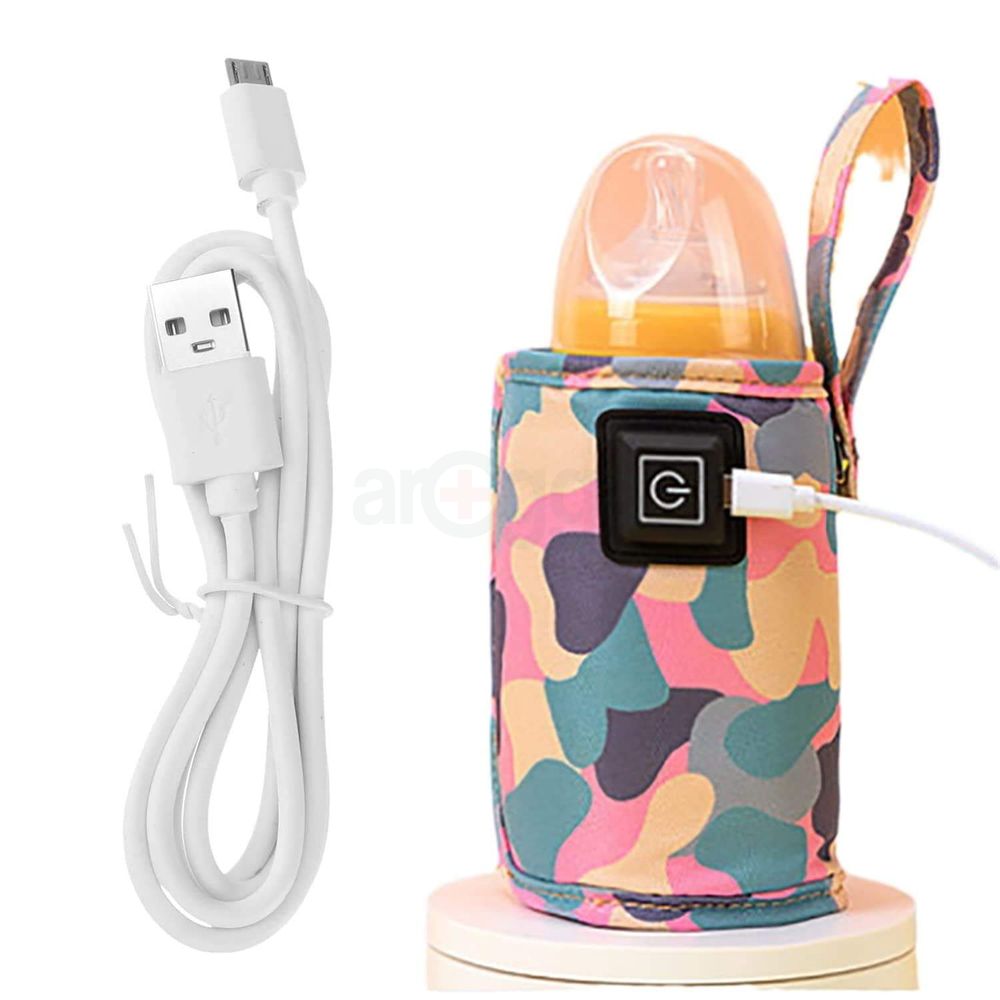 On-the-go USB Baby Bottle Warmer with Charger (Free Size) - Multicolor  