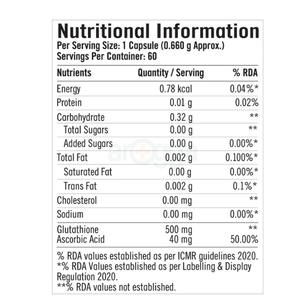 GNC Glutathione 500mg With Vitamin C For Clear & Radiant Skin | 60 Veg Capsules   