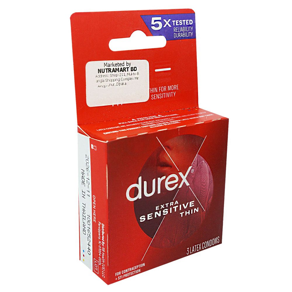 Durex Extra Sensitive Thin 3 Latex Condoms  
