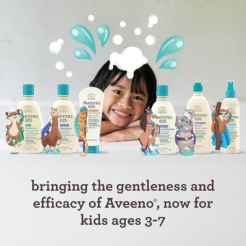 Aveeno Kids Curly Hair Shampoo with Oat Extract & Shea Butter for Sensitive Skin & Scalp 354ml  