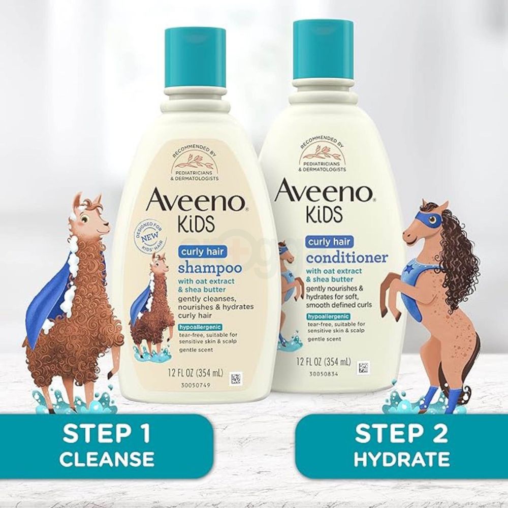 Aveeno Kids Curly Hair Shampoo with Oat Extract & Shea Butter for Sensitive Skin & Scalp 354ml  