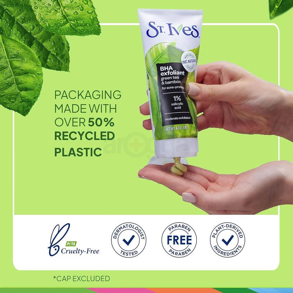 St. Ives BHA Exfoliant with 01% Salicylic Acid, Green Tea and Bamboo for Acne Prone Skin  