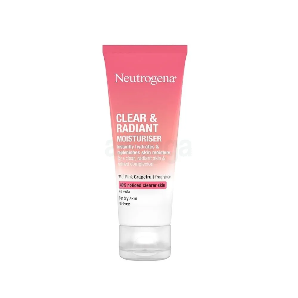 Neutrogena Clear and Radient Oil Free Moisturiser with Pink Grapefruit Fragrance for Dry Skin  