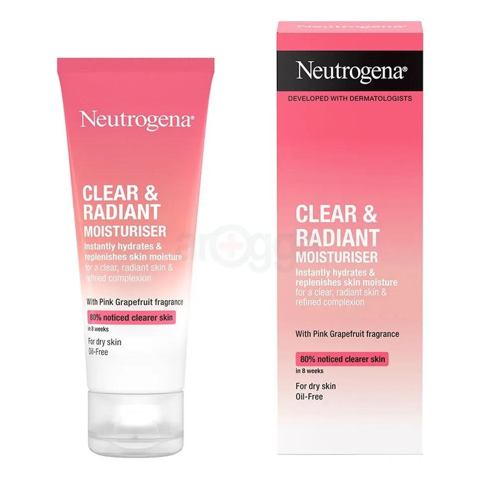Neutrogena Clear and Radient Oil Free Moisturiser with Pink Grapefruit Fragrance for Dry Skin  