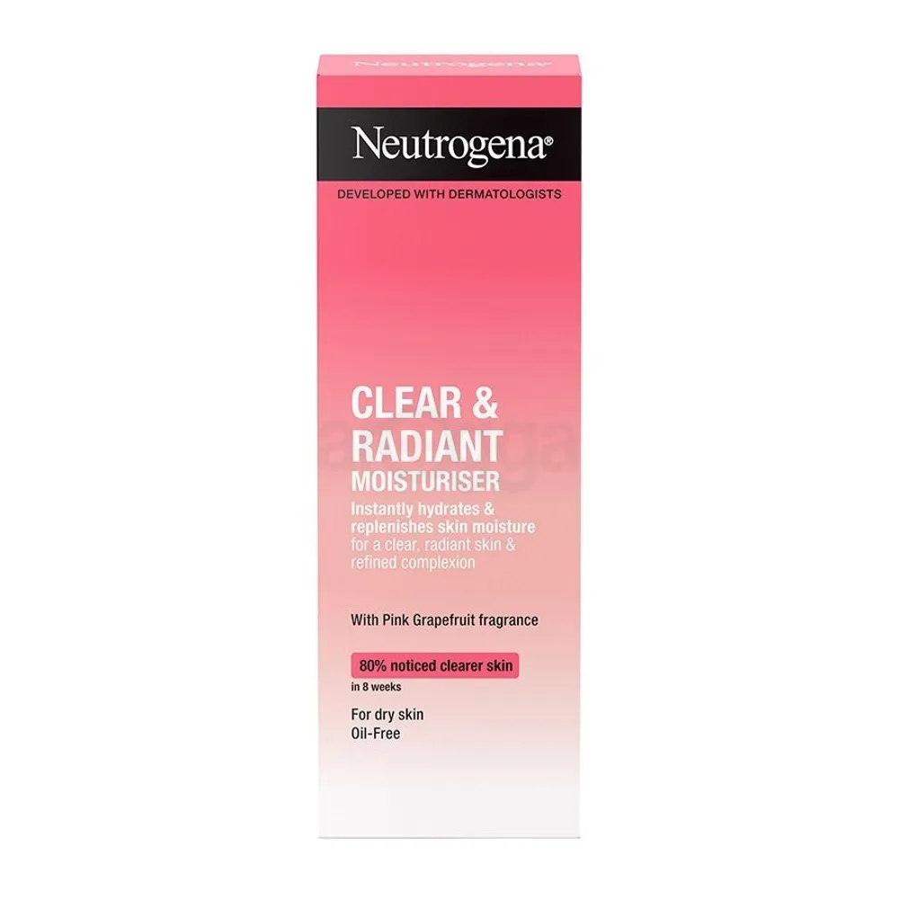 Neutrogena Clear and Radient Oil Free Moisturiser with Pink Grapefruit Fragrance for Dry Skin  