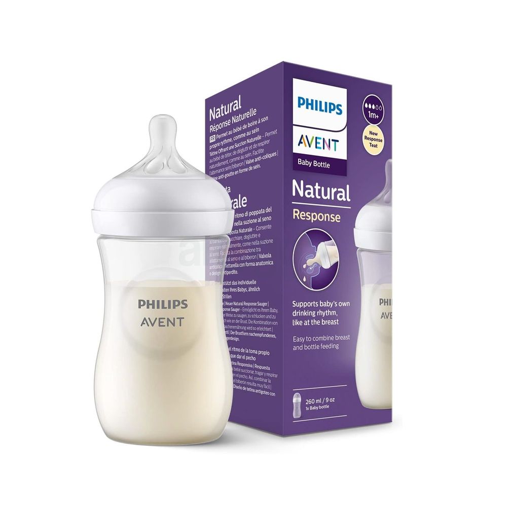 Philips Avent Natural Response Baby Feeding Bottle (1M+) - 260ml (Model: SCY903/01)  