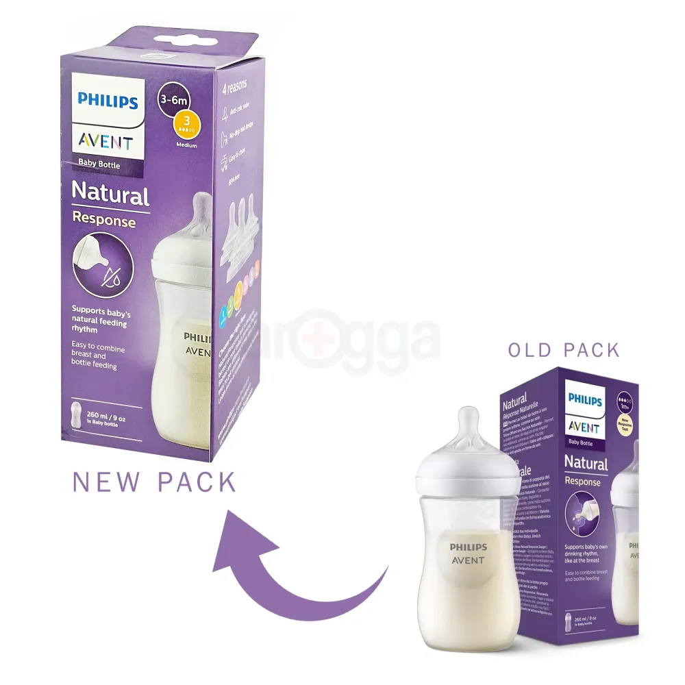 Philips Avent Natural Response Baby Feeding Bottle (3-6 Month) - 260ml (Model: SCY903/01)  
