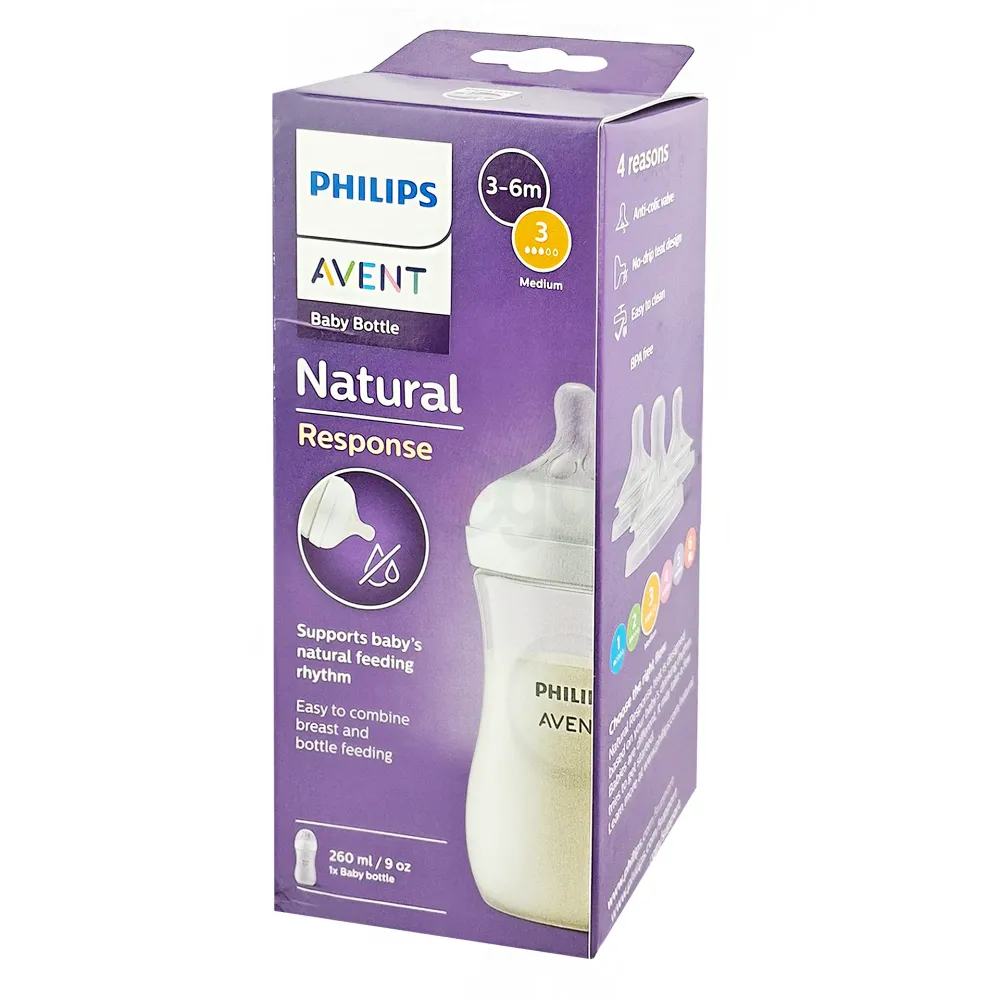 Philips Avent Natural Response Baby Feeding Bottle (3-6 Month) - 260ml (Model: SCY903/01)  