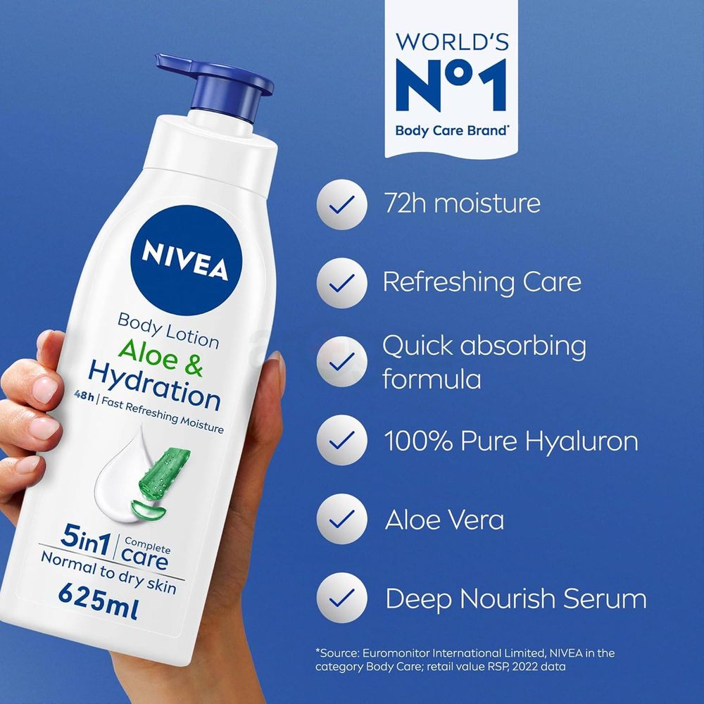Nivea Aloe & Hydration 5in1 Complete Care Body Lotion for Normal to Dry Skin  