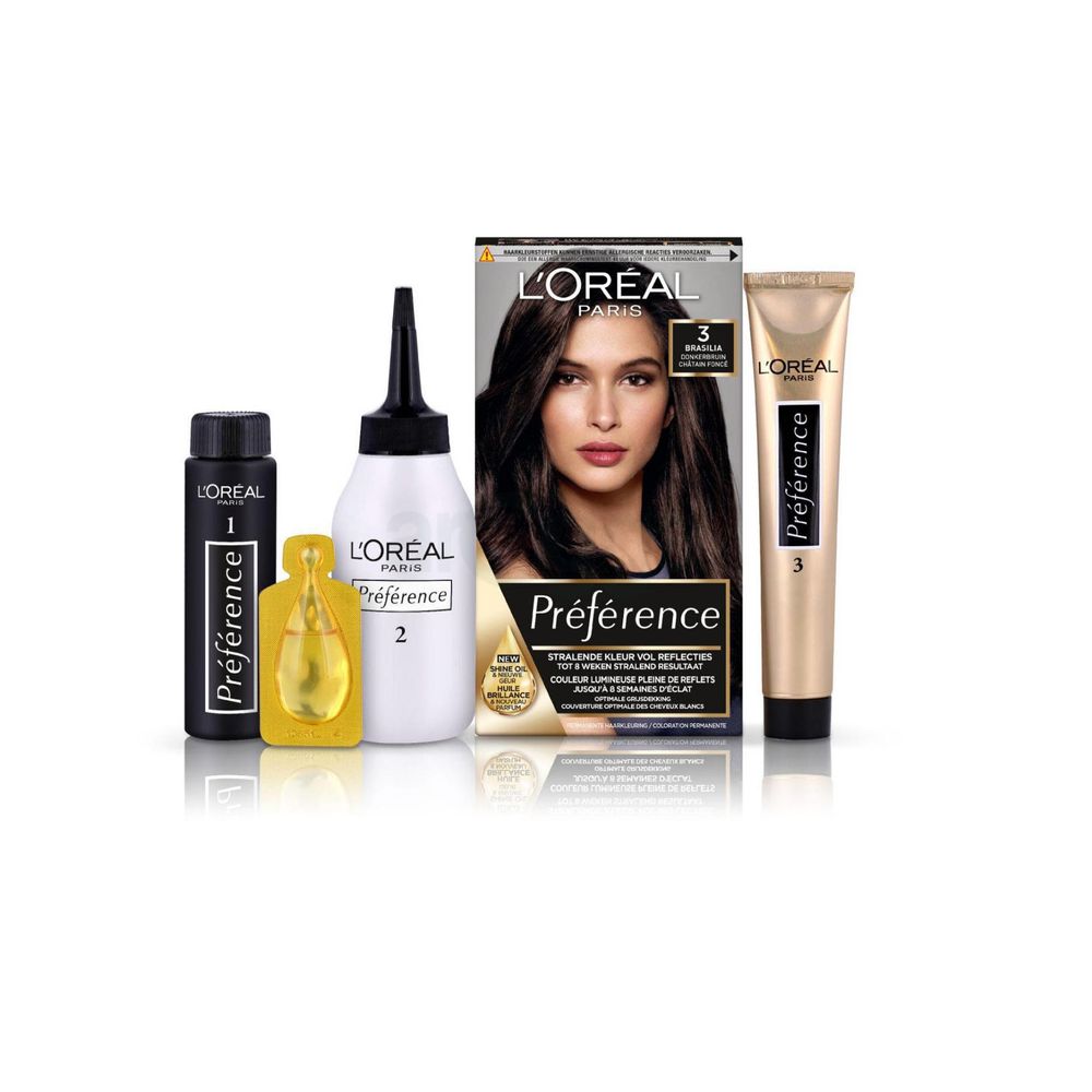 Loreal Paris Preference Hair Color - 3 Dark Brown - Arogga Beauty Store, image size:1000x1000