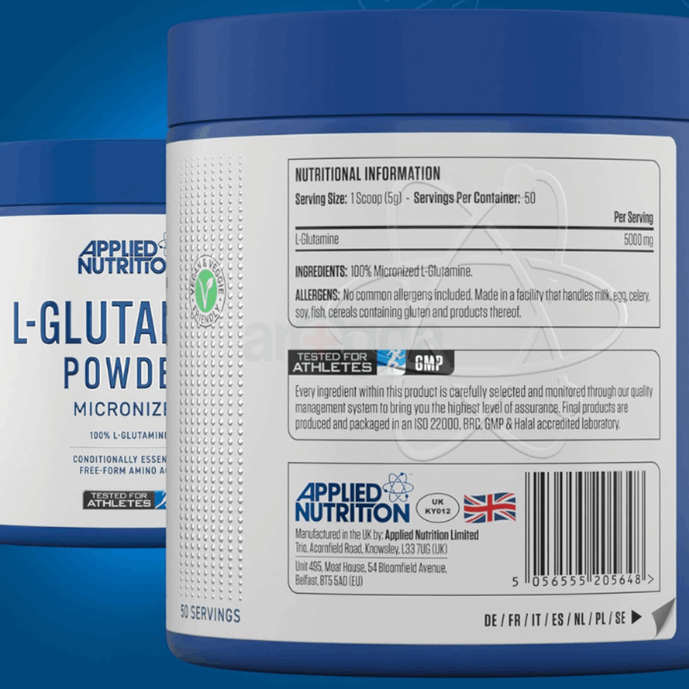 Applied Nutrition L Glutamine Powder - Amino Acid (250g - 50 Servings)  
