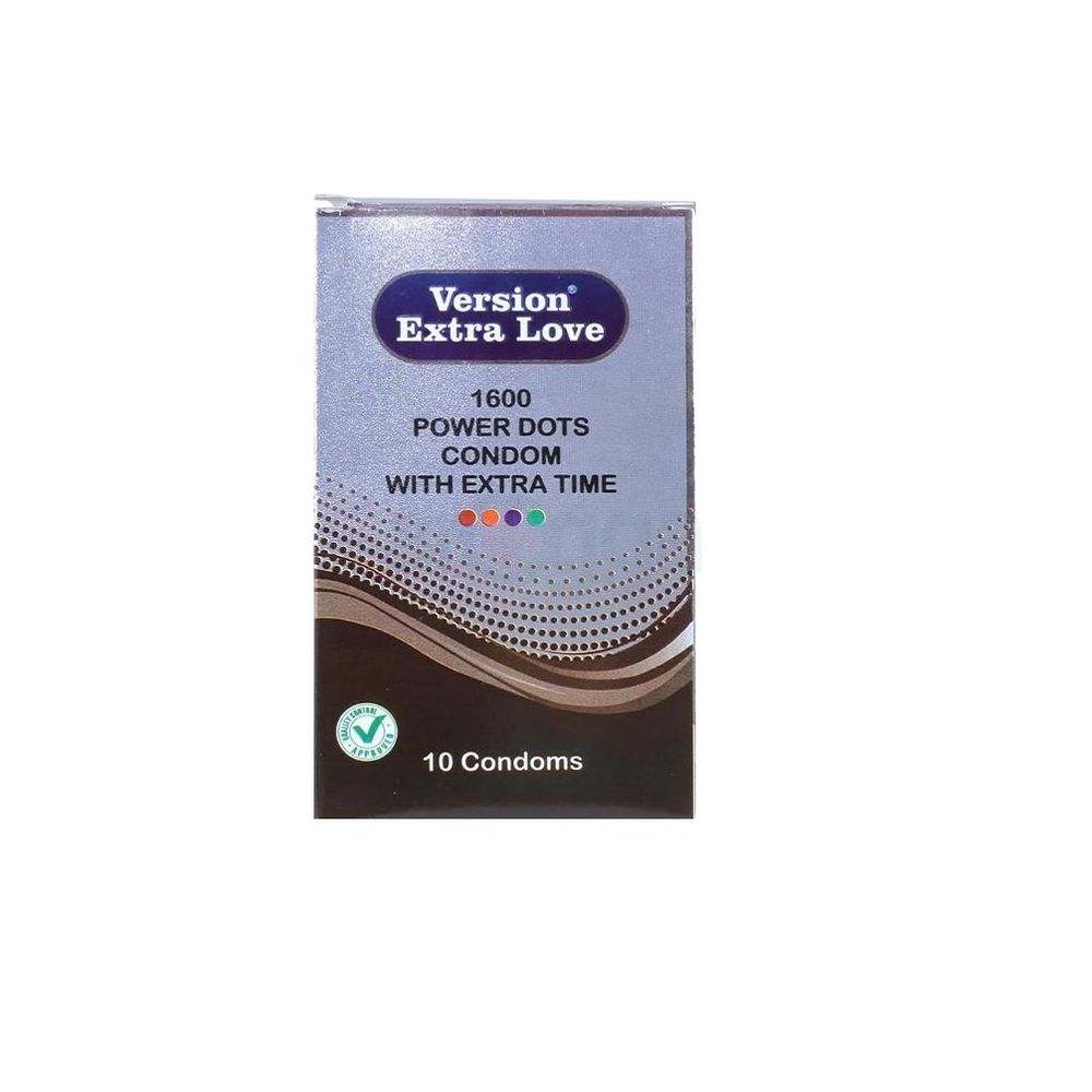 Version Extra Love 1600 Dots Extra Time Condom ( Chocolate ) - 10Pcs Pack  
