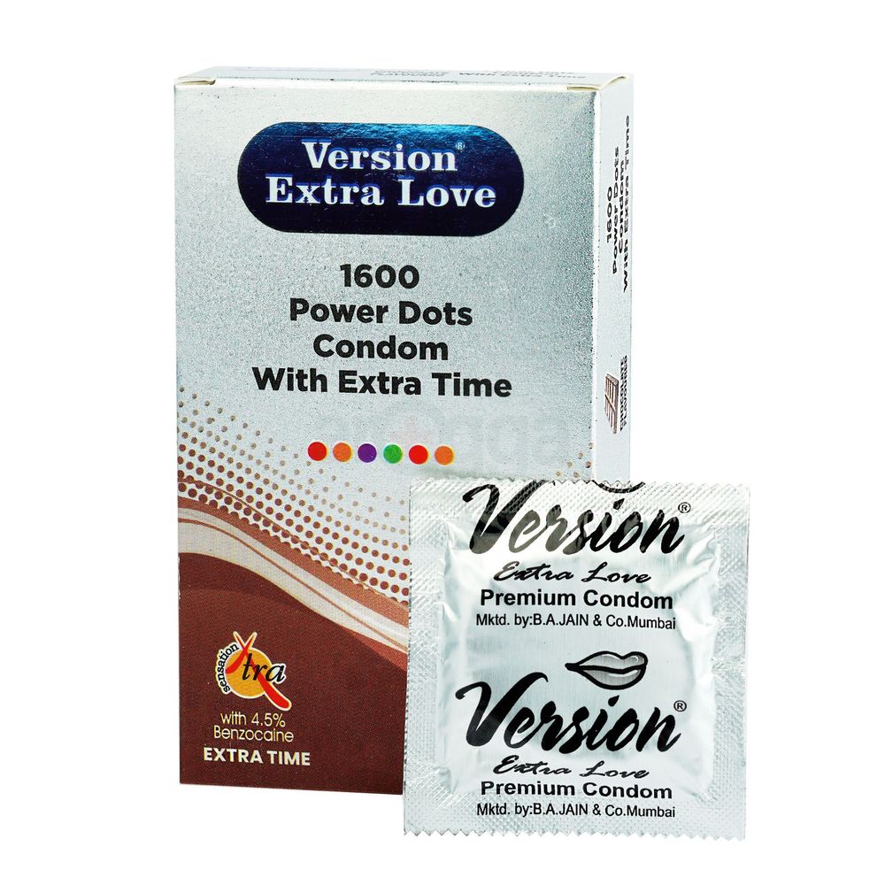Version Extra Love 1600 Dots Extra Time Condom ( Chocolate ) - 10Pcs Pack  