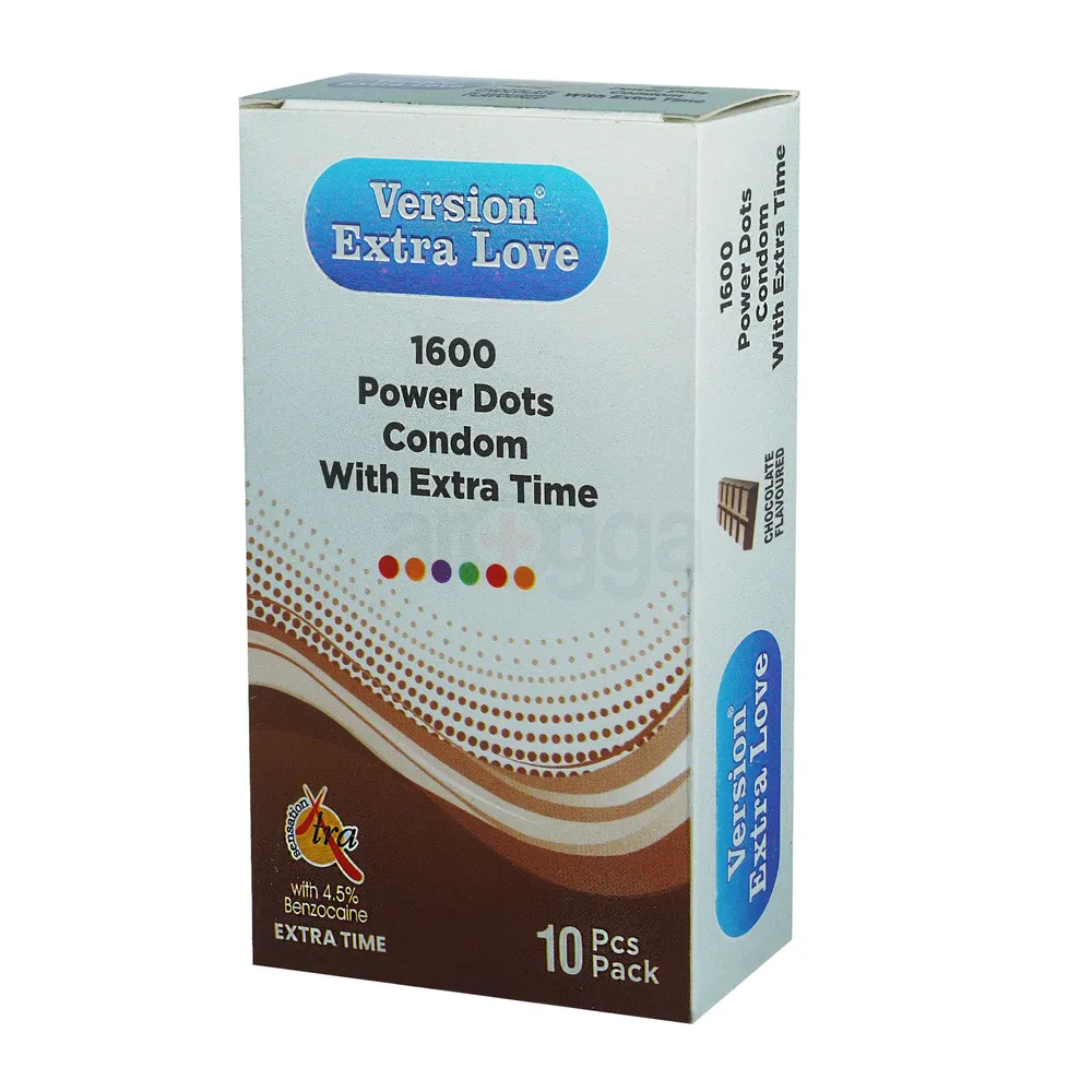 Version Extra Love 1600 Dots Extra Time Condom ( Chocolate ) - 10Pcs Pack  