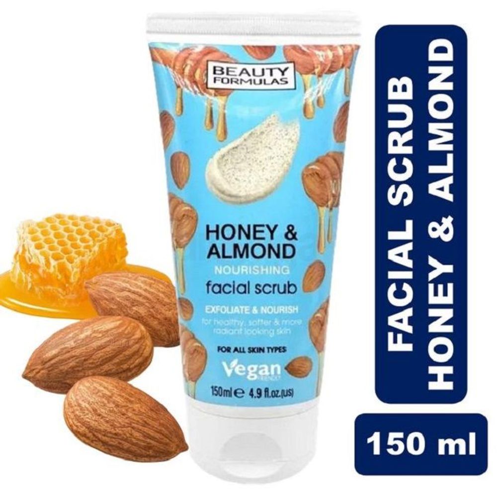 Beauty Formulas Exfoliate and Nourishing Facial Scrub for All Skin Types with Honey and Almond  