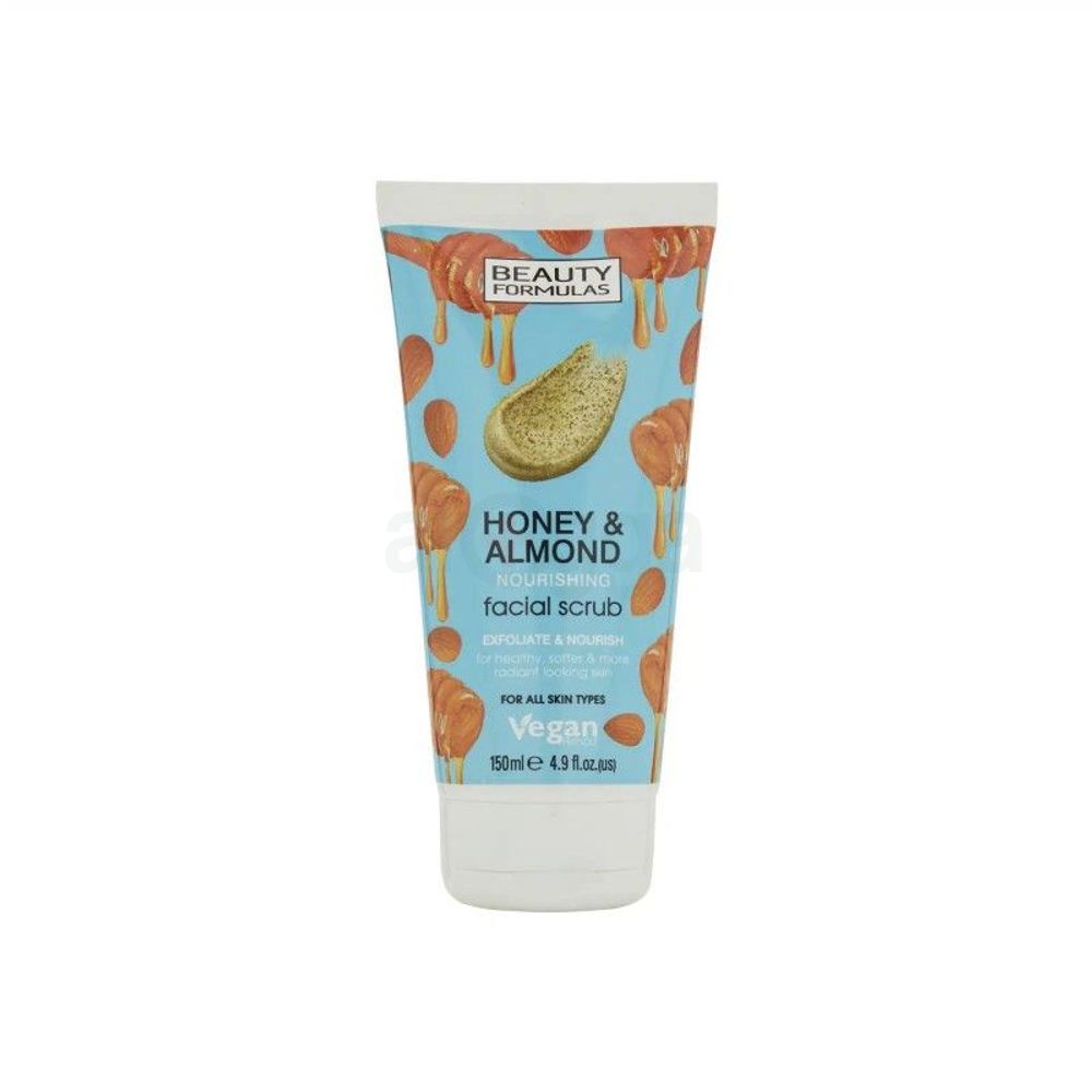 Beauty Formulas Exfoliate and Nourishing Facial Scrub for All Skin Types with Honey and Almond  