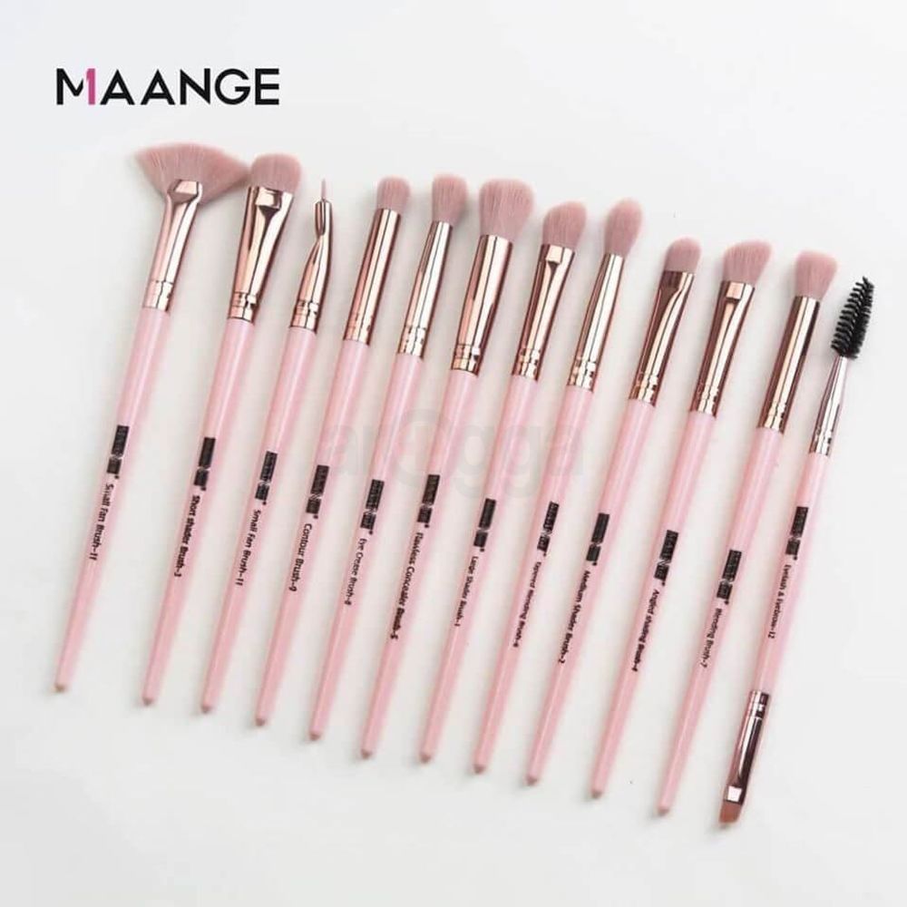 Maange Brush Set - 12 pcs Pink Color  