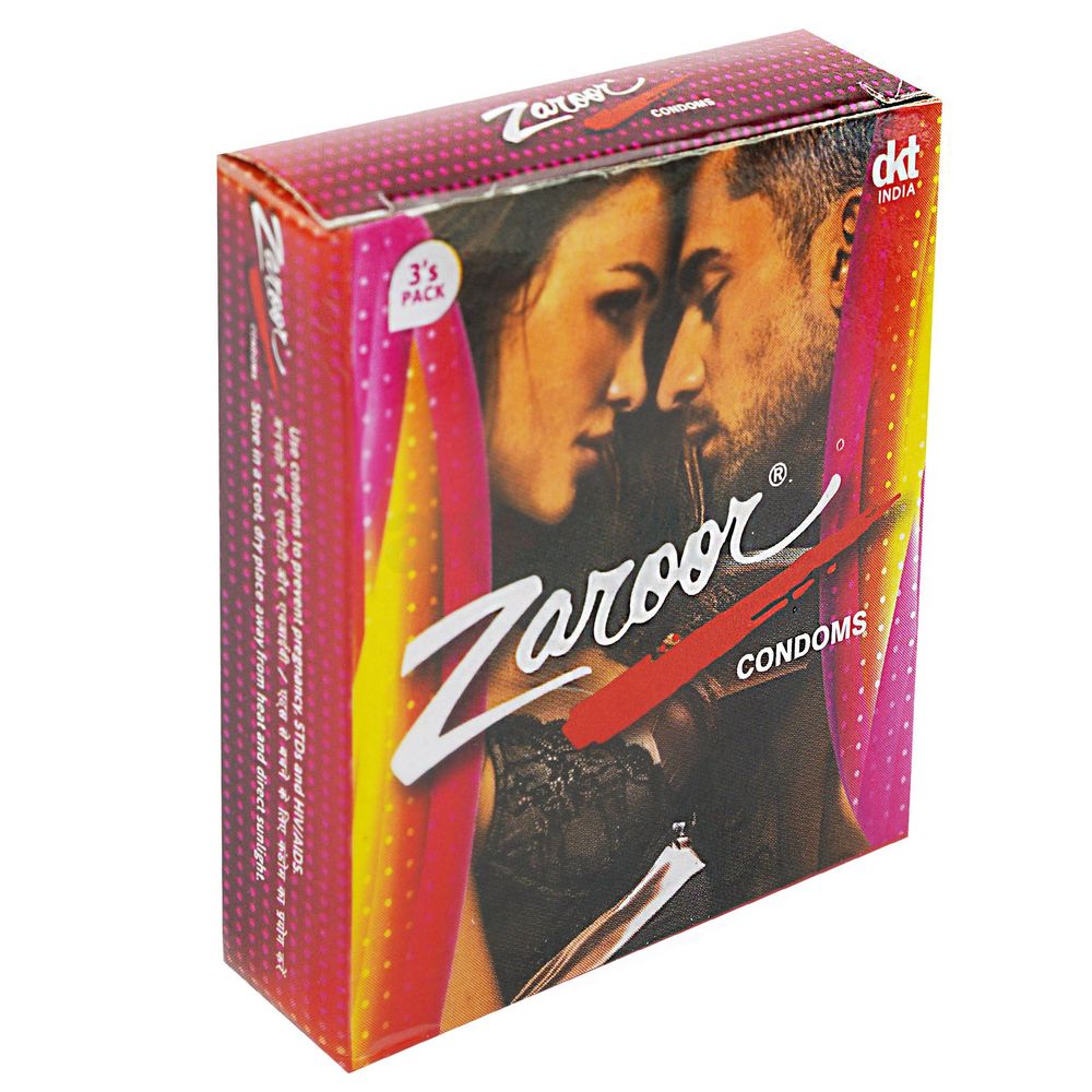 Zaroor Pink Coloured Ultra Thin Lubricated Condom - 3Pcs Pack  