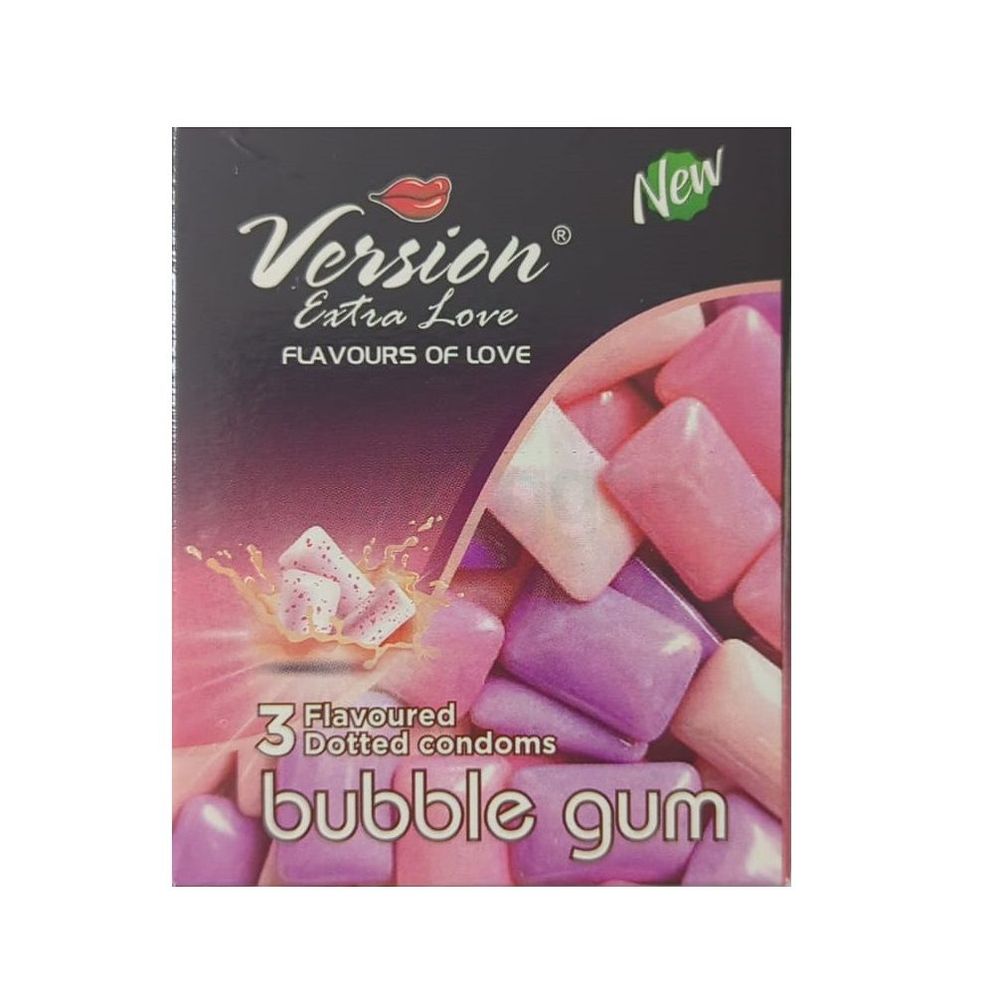 Version Extra Love Dotted Bubblegum Flavoured Condom - 3Pcs Pack  