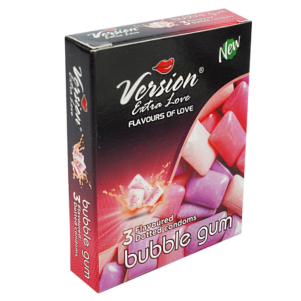 Version Extra Love Dotted Bubblegum Flavoured Condom - 3Pcs Pack  