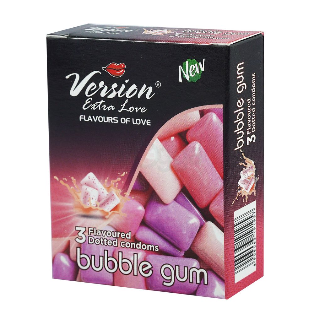 Version Extra Love Dotted Bubblegum Flavoured Condom - 3Pcs Pack  
