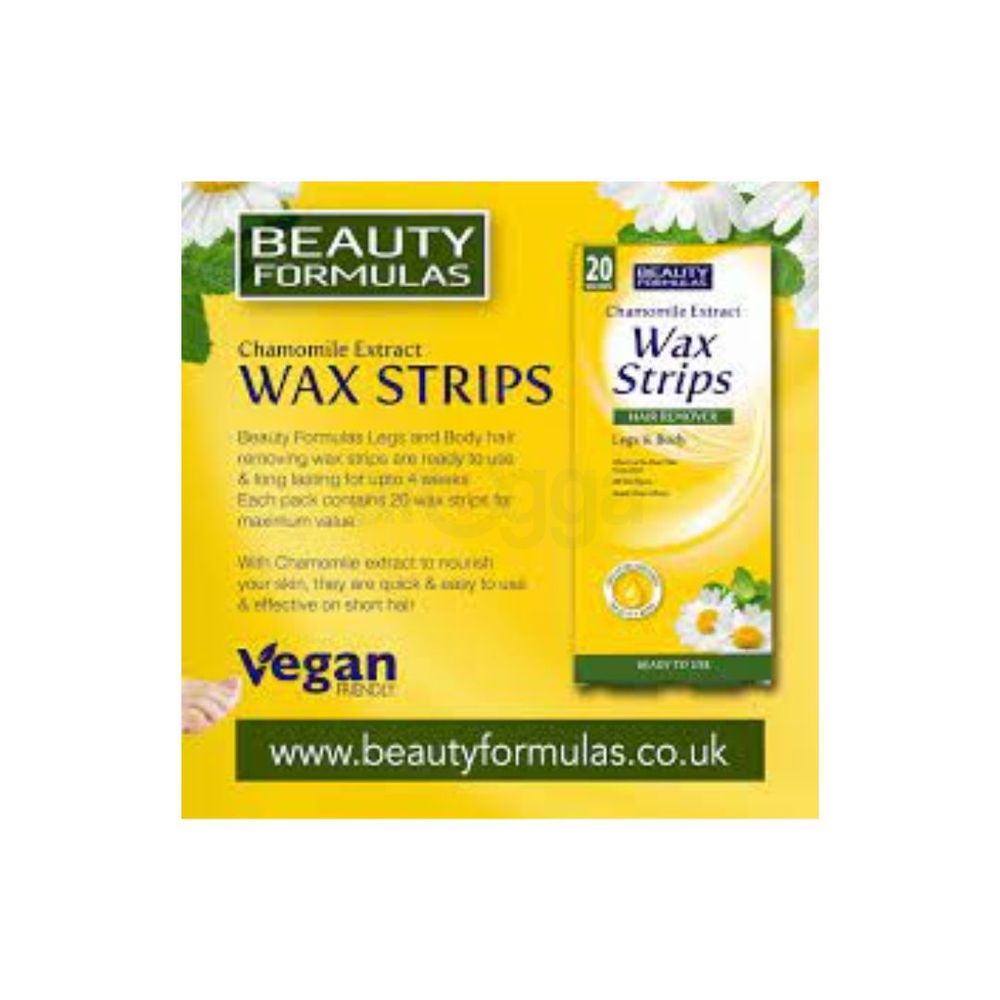 Beauty Formulas Chamomile Extract Wax Strips Hair Remover for Legs & Body (20 Wax Strips)  