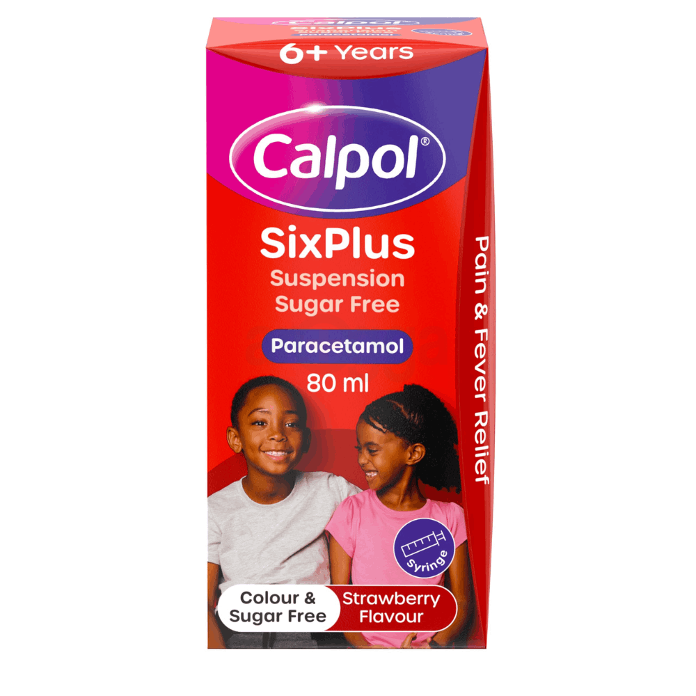 Calpol SixPlus Suspension Sugar Free Strawberry Flavour 6+ Years, 80ml 120mg/5ml oral_suspension