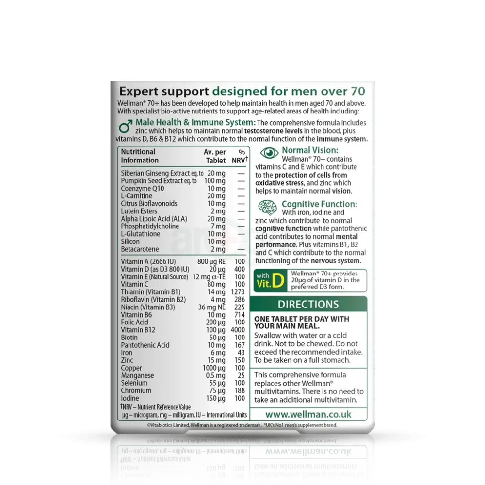 Vitabiotics Wellman 70+ 30 Tablets  