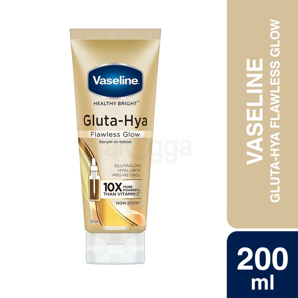 Vaseline healthy Bright Gluta Hya Flawless Glow Non Sticky Serum Lotion with 10X Vitamin C Extract - 200ml  
