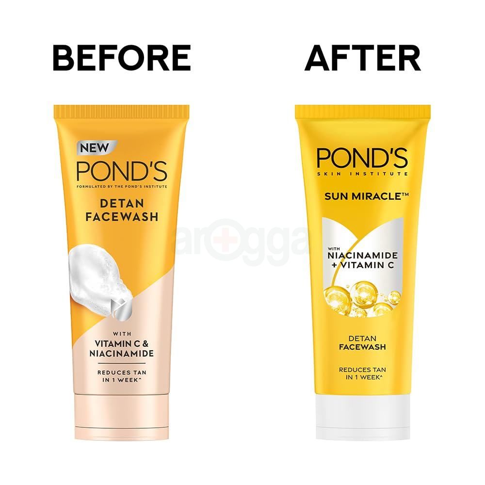 Pond's Sun Miracle Detan Face Wash with Niacinamide and Vitamin C Extract 100g (Imported)  
