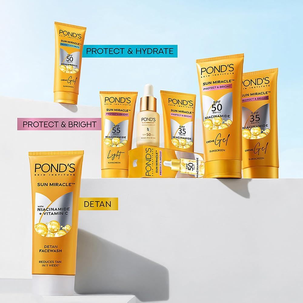 Pond's Sun Miracle Detan Face Wash with Niacinamide and Vitamin C Extract 100g (Imported)  