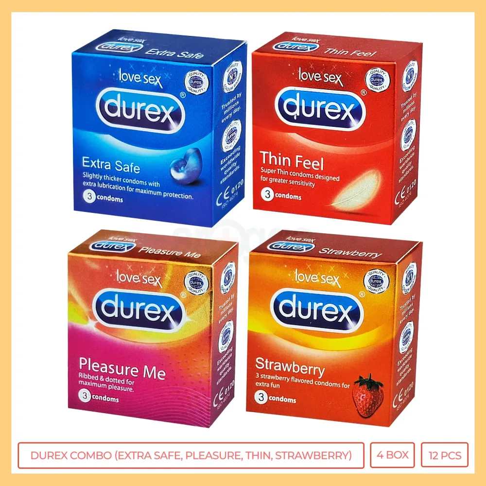 Durex 4 Combo (Extra Safe, Pleasure, Thin, Strawberry)  