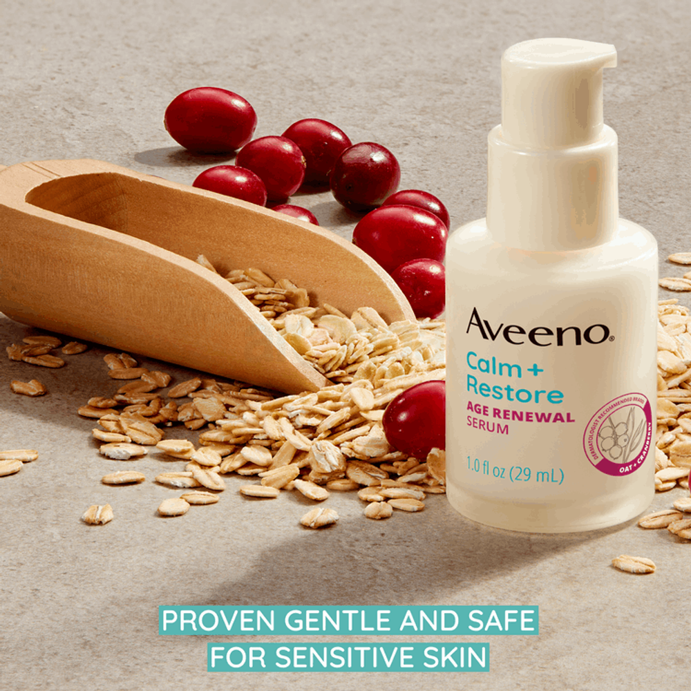 Aveeno Calm + Restore Fragrance Free Age Renewal Serum for Sensitive Skin  