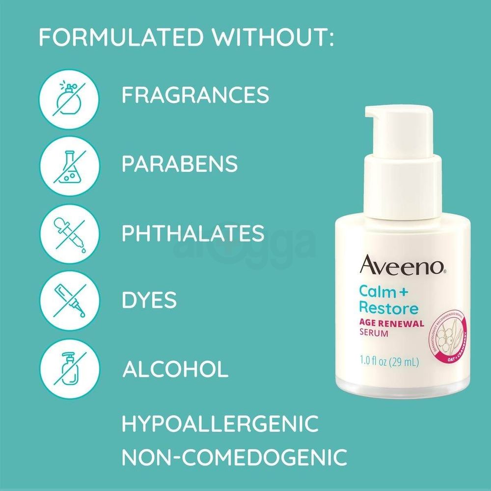 Aveeno Calm + Restore Fragrance Free Age Renewal Serum for Sensitive Skin  