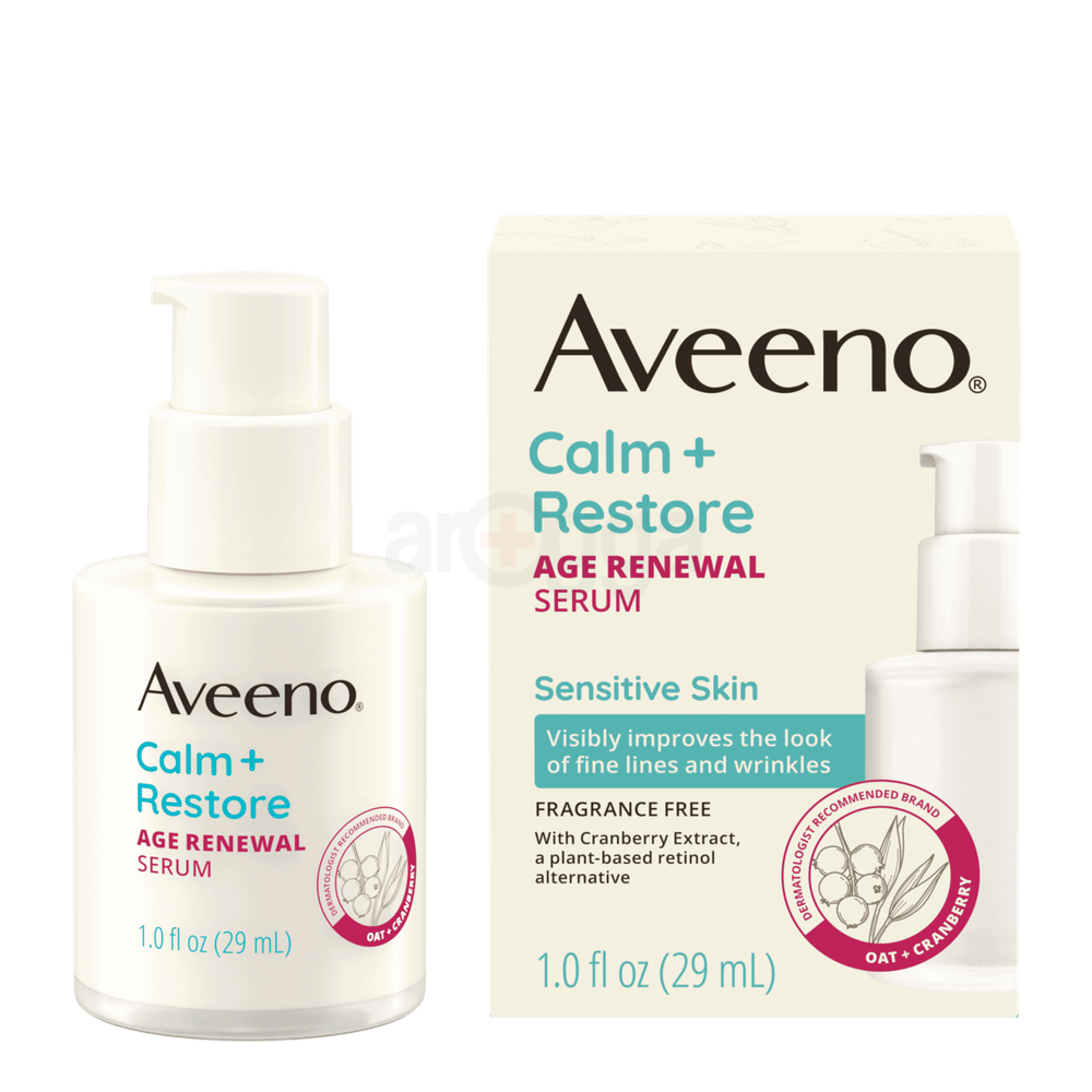 Aveeno Calm + Restore Fragrance Free Age Renewal Serum for Sensitive Skin  