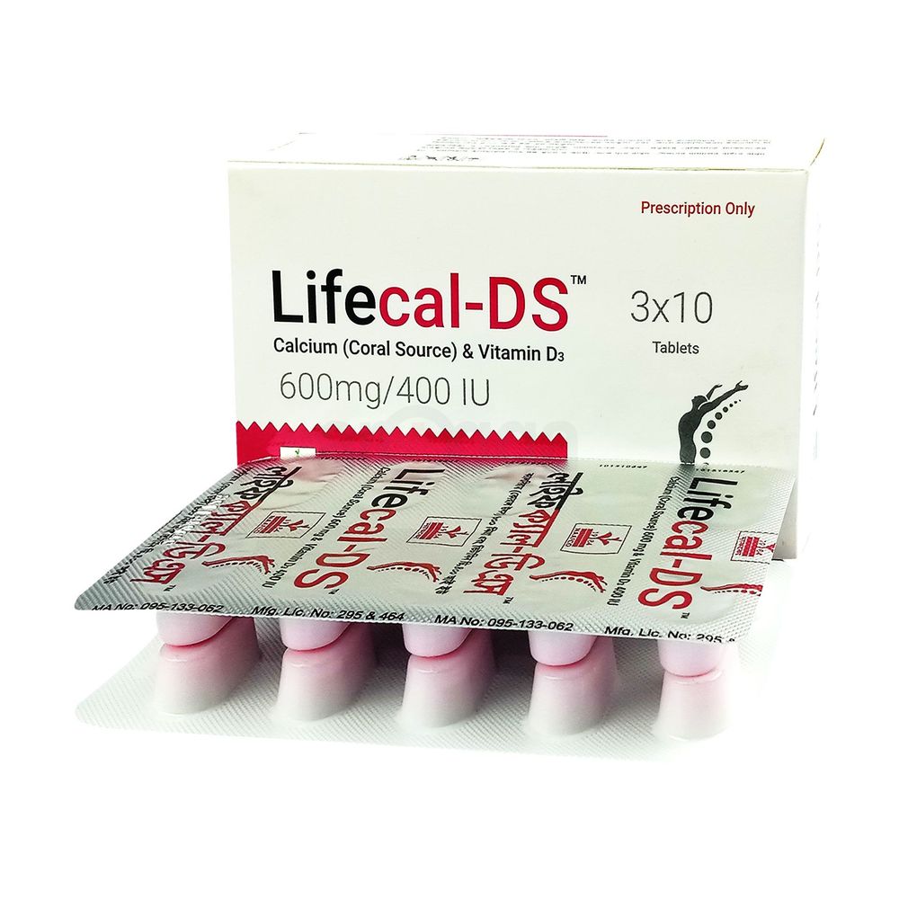 Lifecal-DS 600mg+400IU tablet