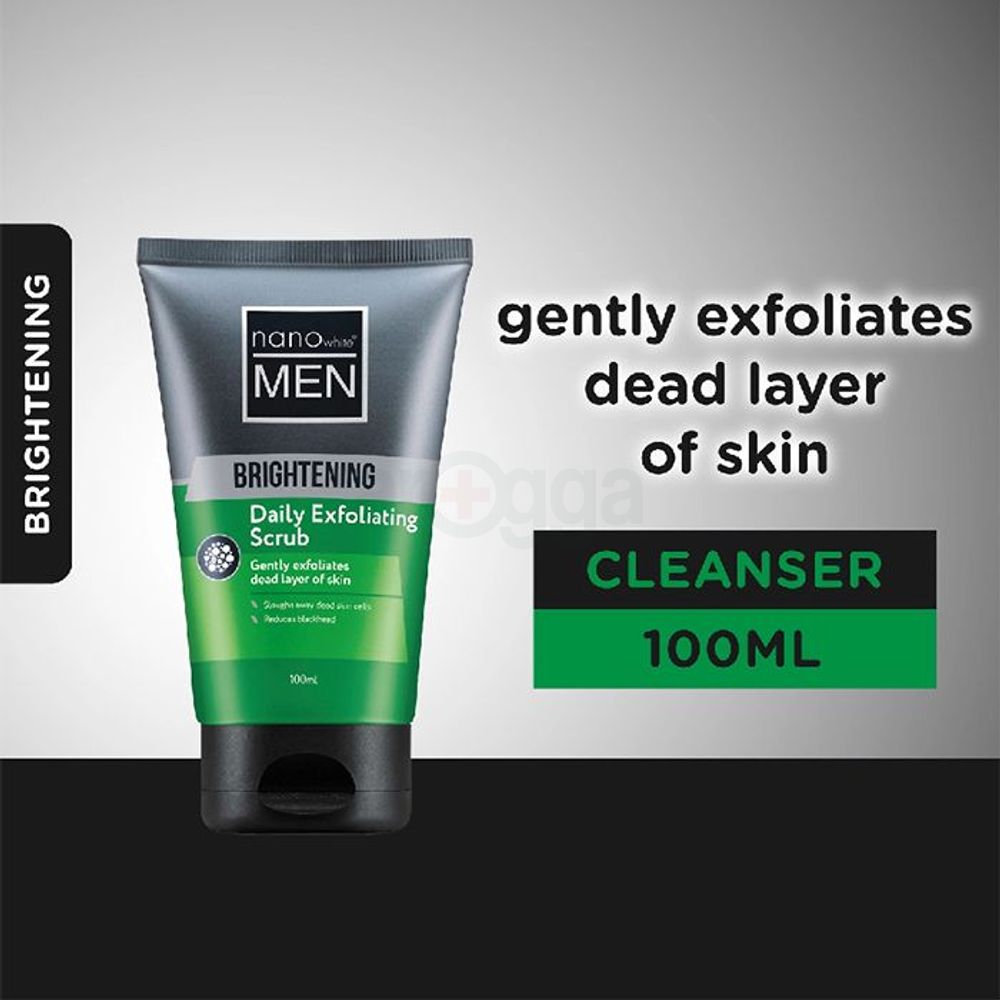 Nano White Men Brightening Daily Exfoliating Scrub To Improve Skin Tone  