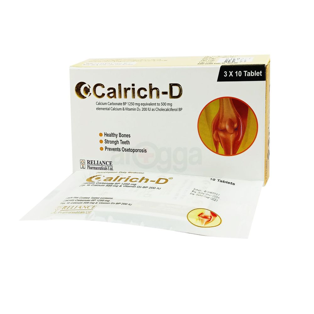 Calrich-D 1250mg+500mg+200IU tablet