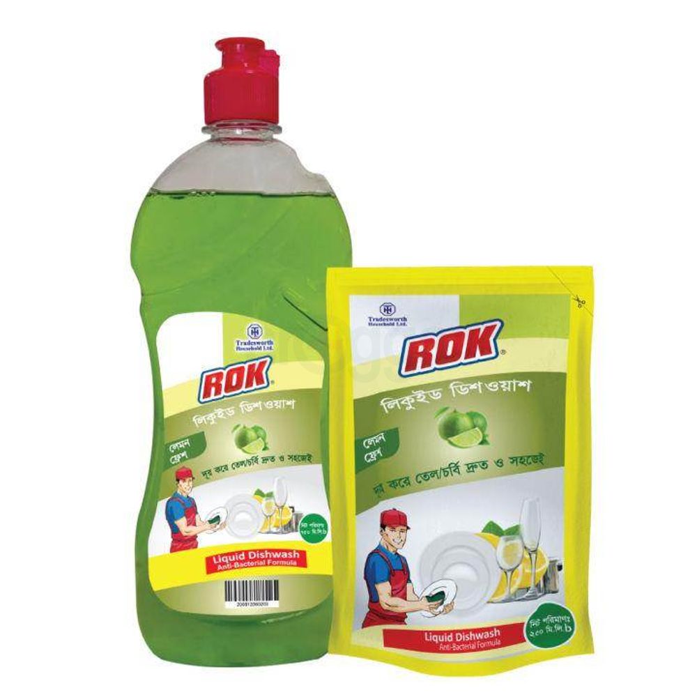 Buy 1 Rok Lemon Fresh Liquid  Dishwash 750ml & Get 1 Refill Pack 250ml Free  