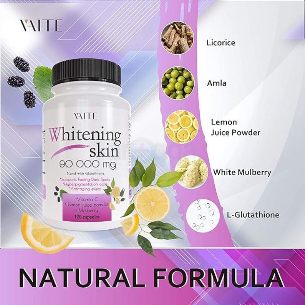 Vaite Glutathione Whitening Pills - Dark Spots & Acne Scar Remover - 90000mg  
