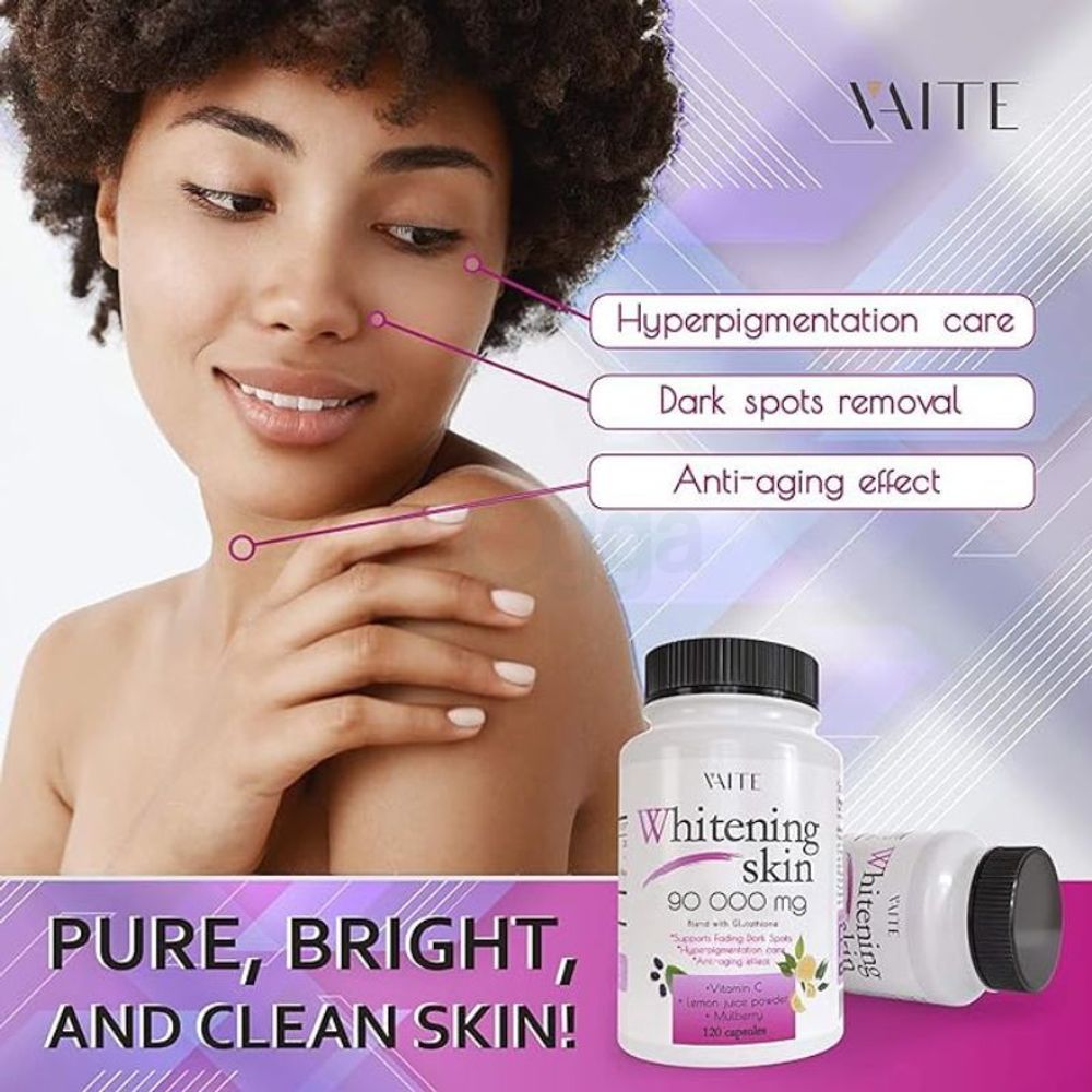 Vaite Glutathione Whitening Pills - Dark Spots & Acne Scar Remover - 90000mg  