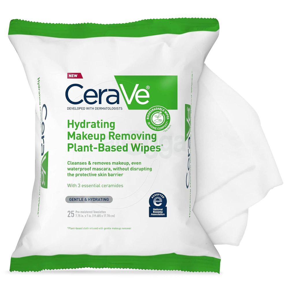 Cerave Hydrating Makeup Removing Plant Based Wipes  