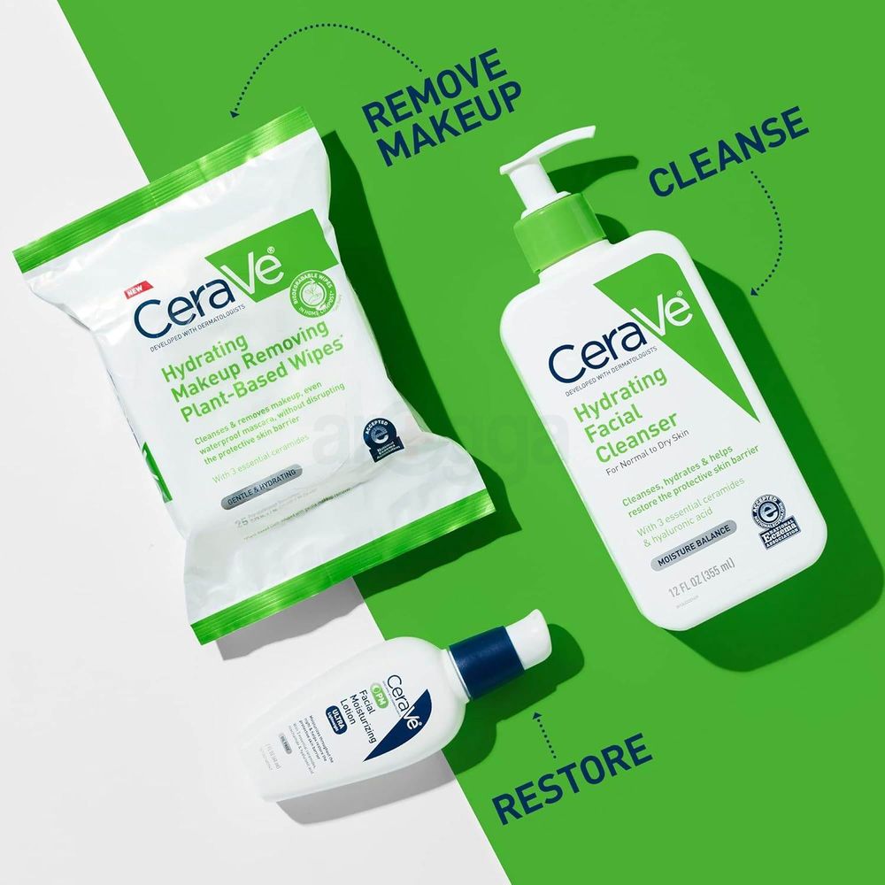 Cerave Hydrating Makeup Removing Plant Based Wipes  