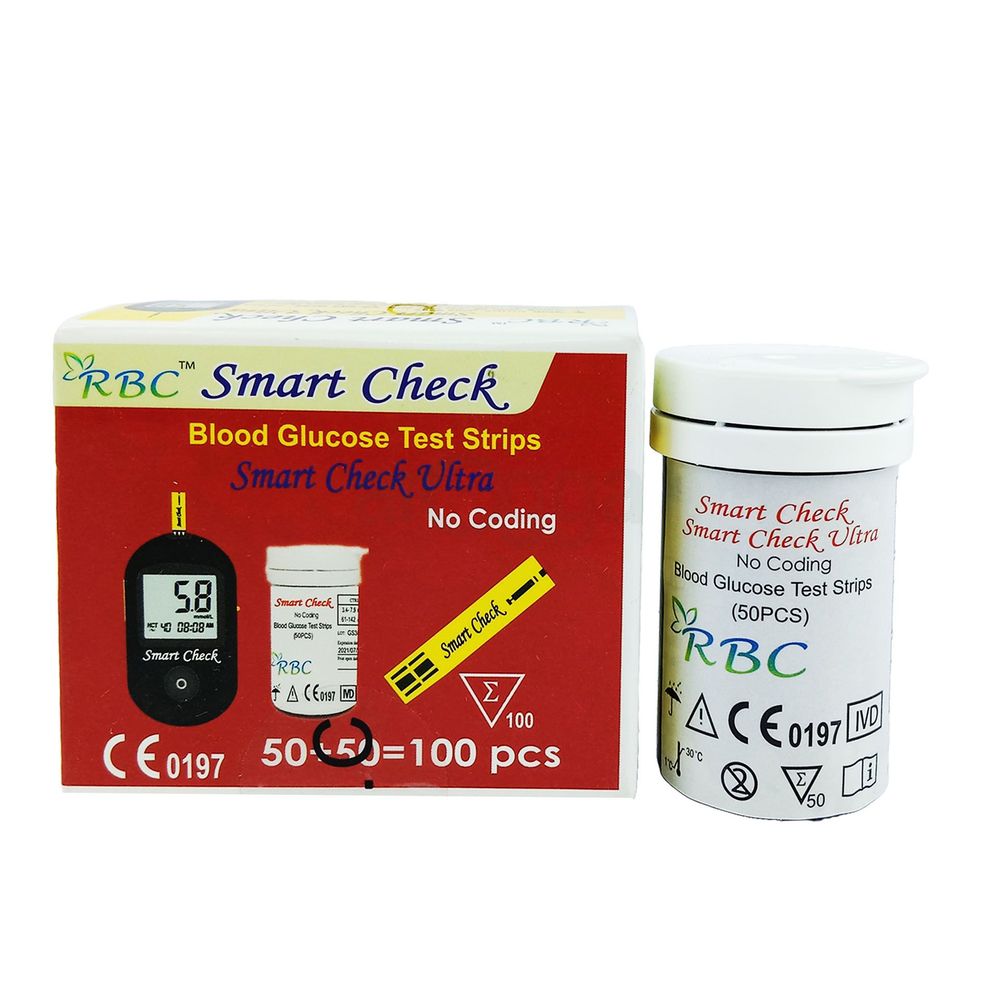 RBC Smart Check Blood Glucose Strip 50's Pack  
